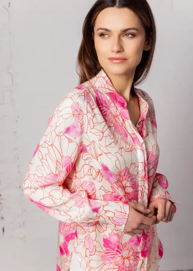 Senatex Bluse mit Stehkragen Bluse Jungle Flower Viskose