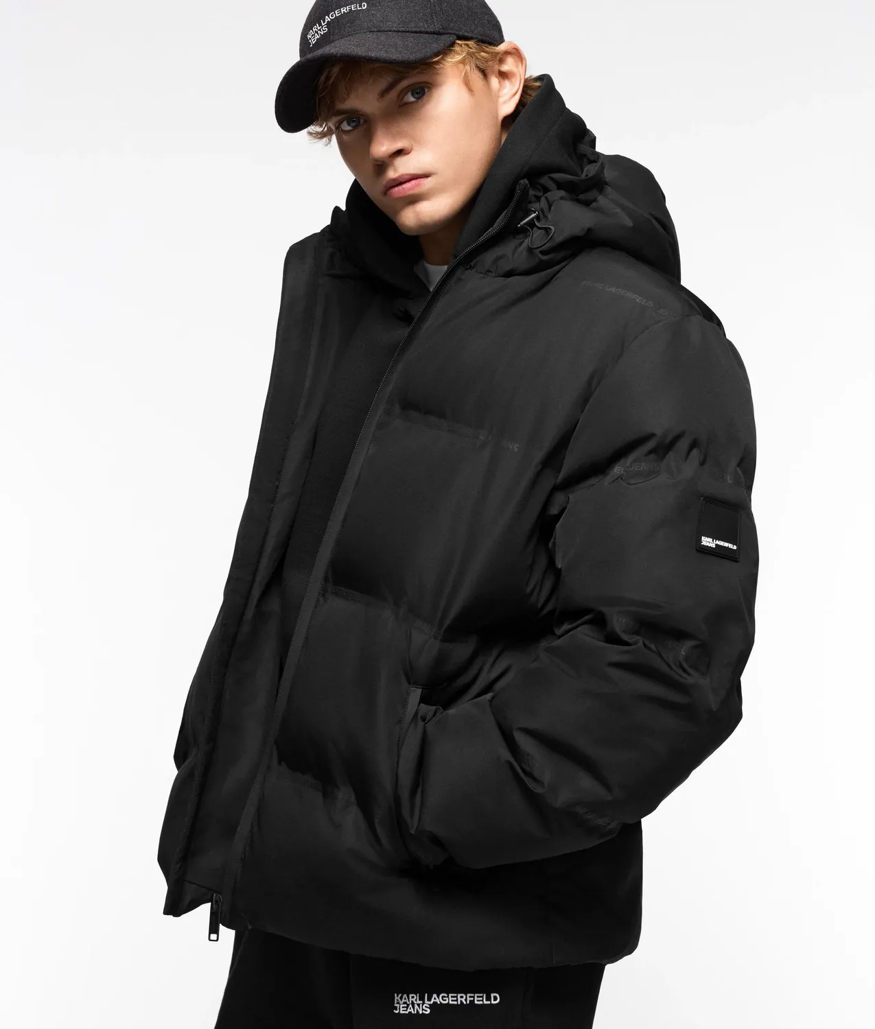 Karl Lagerfeld Logo Puffer Jacke gesteppt