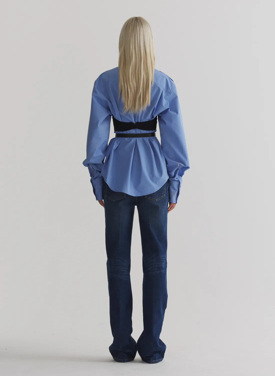 Mugler Five Pocket Straight Jeans washed Denim