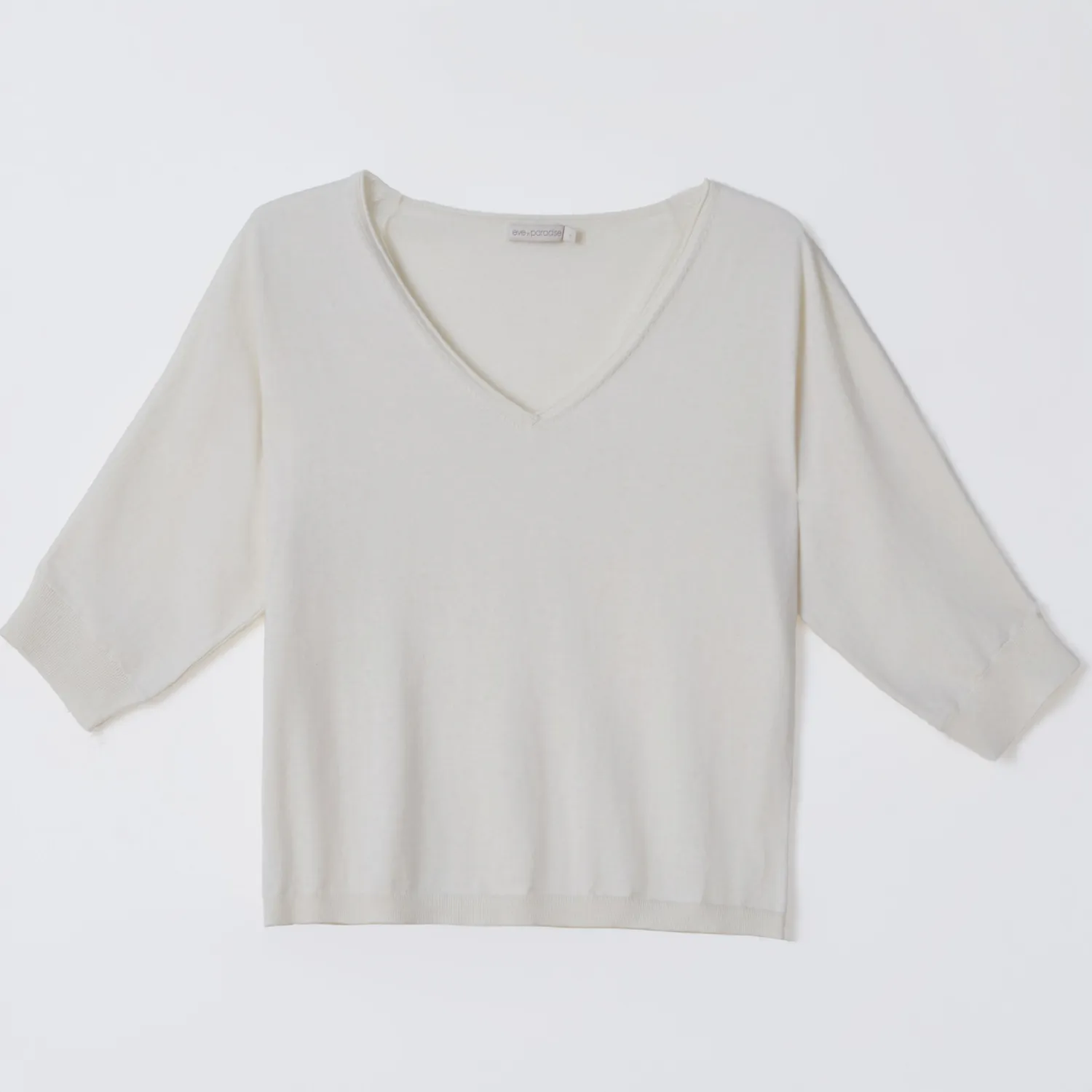 Senatex V-Ausschnitt-Pullover Baumwoll-Kaschmir Off-White GOTS