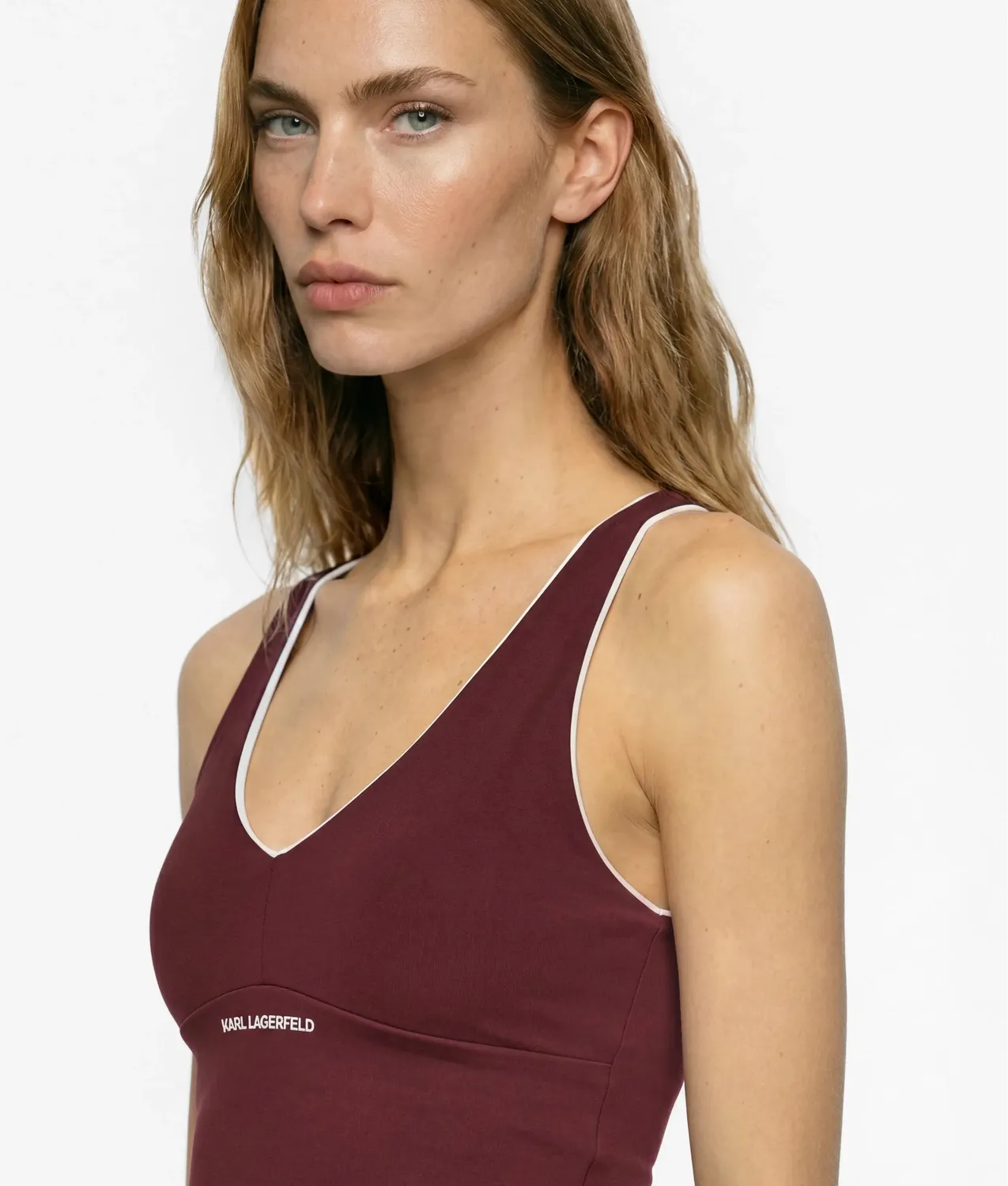 Karl Lagerfeld Piping Tank Top V-Ausschnitt Athleisure