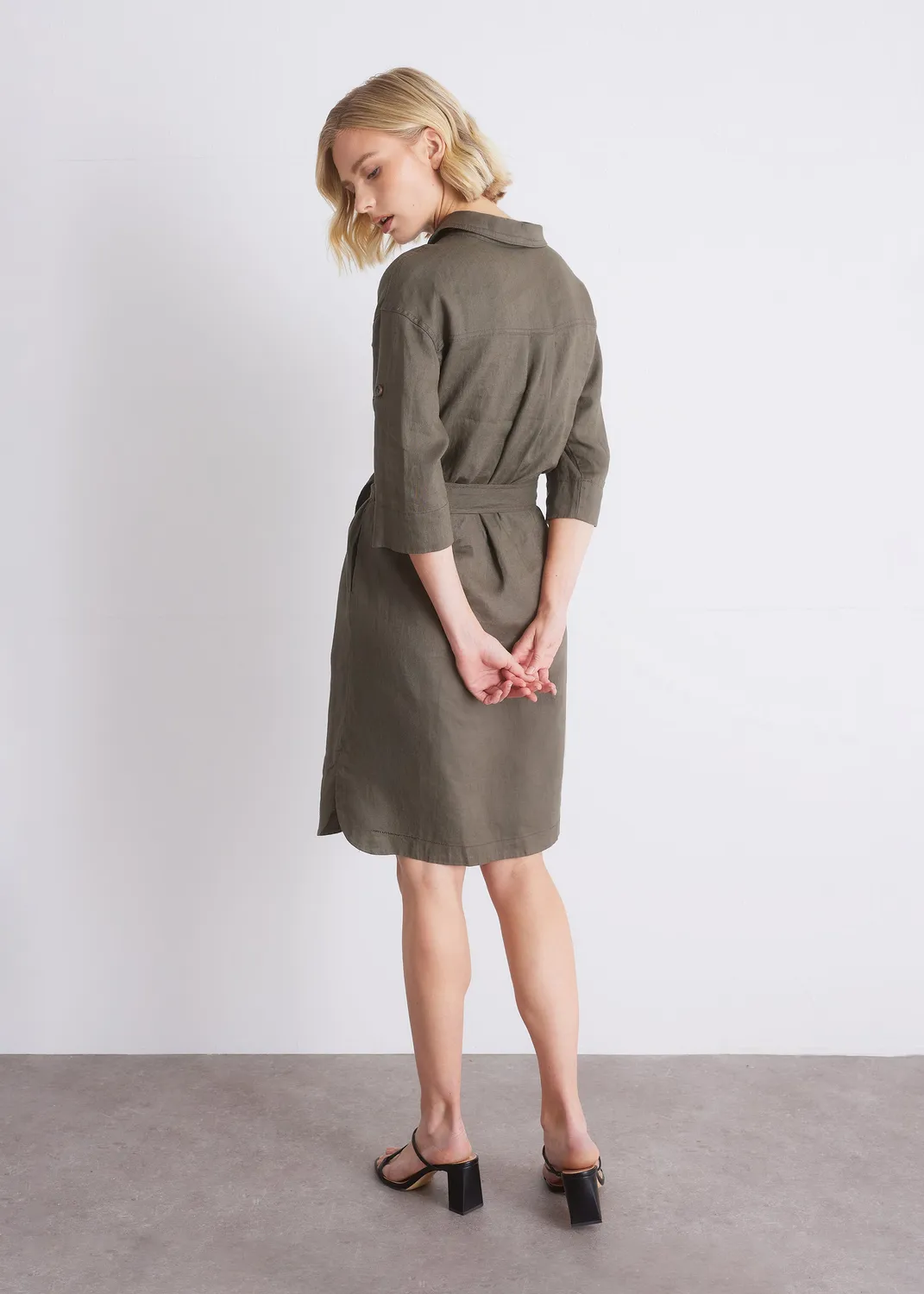 Senatex Kleid aus reinem Leinen Kleid Mocca Leinen