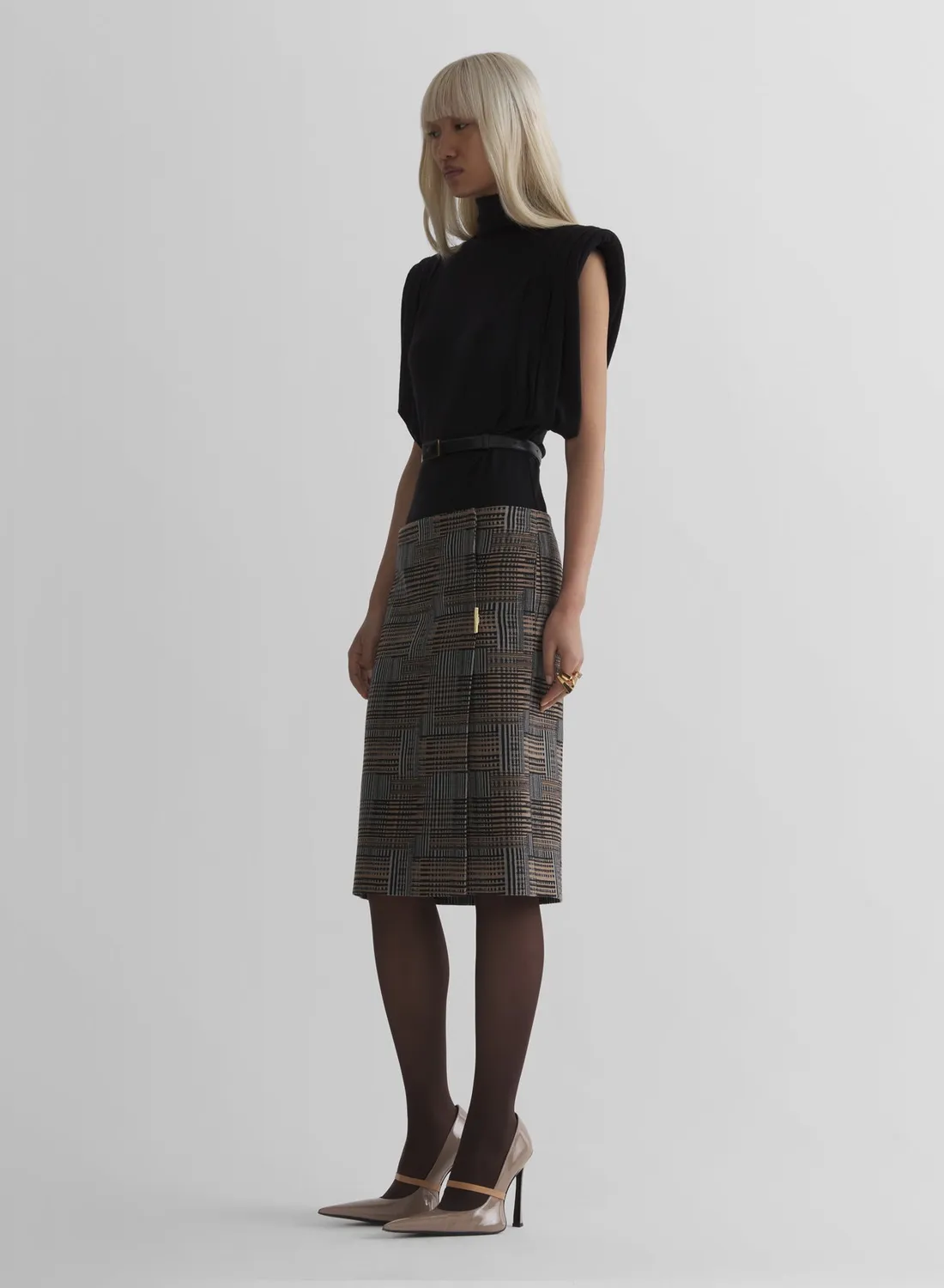 Mugler Frame Jerseytop schwarz drapiert