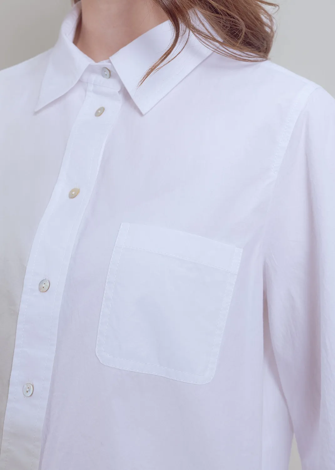 Senatex Baumwoll-Hemdbluse Brusttasche Bluse White