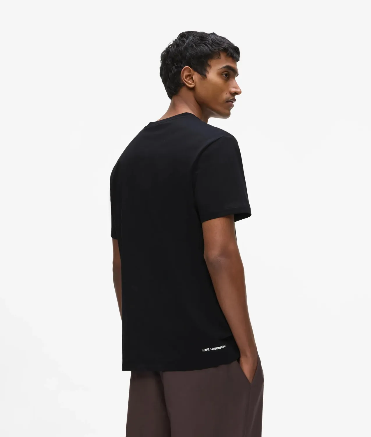 Karl Lagerfeld Logo T-Shirt V-Ausschnitt Bio-Baumwolle