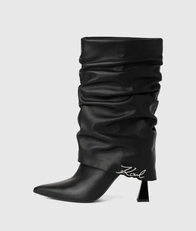 Karl Lagerfeld Debutante Midi Slouch Boots Damen Leder