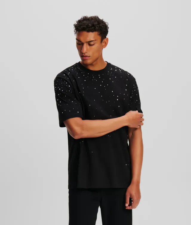 Karl Lagerfeld T-Shirt Rhinestone Dégradé Strass Größe M