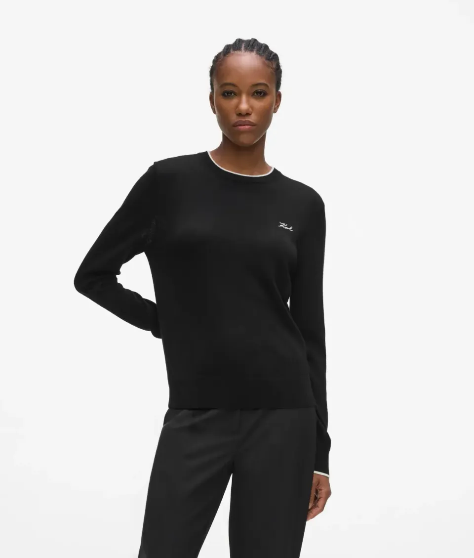 Karl Lagerfeld Merino Crewneck Pullover Merinowolle