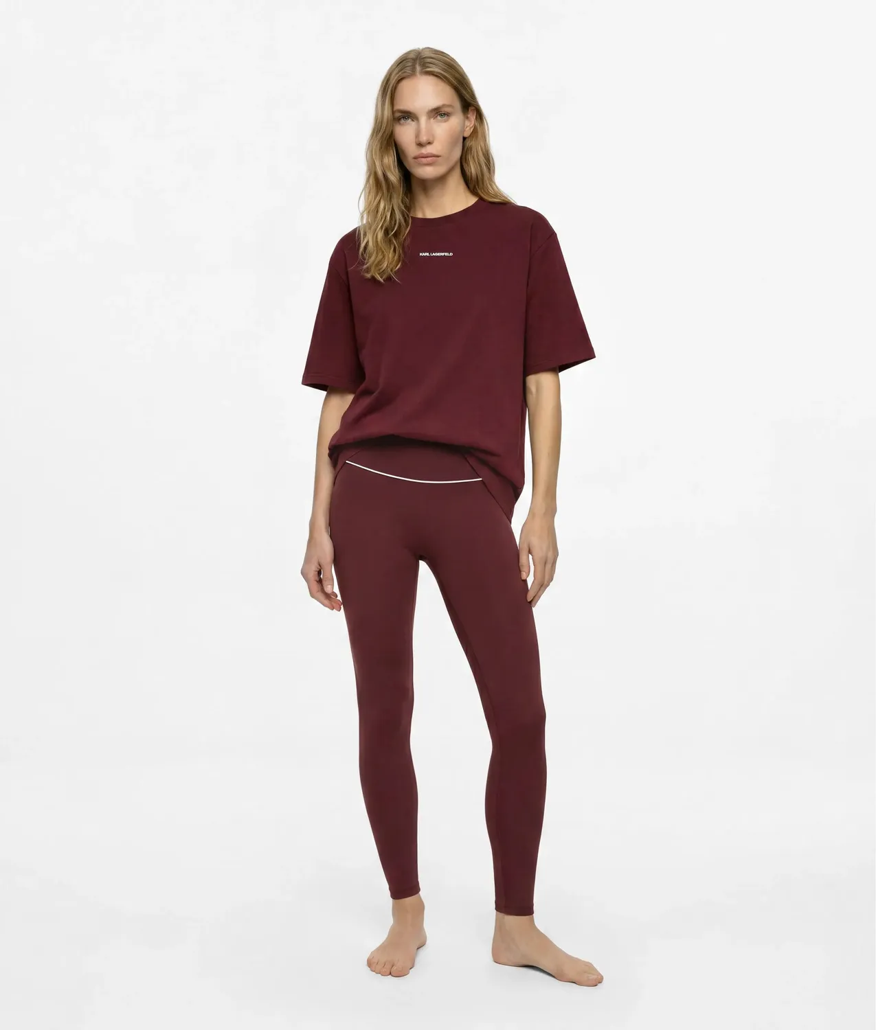 Karl Lagerfeld Logo T-Shirt Athleisure Boxy Weiß