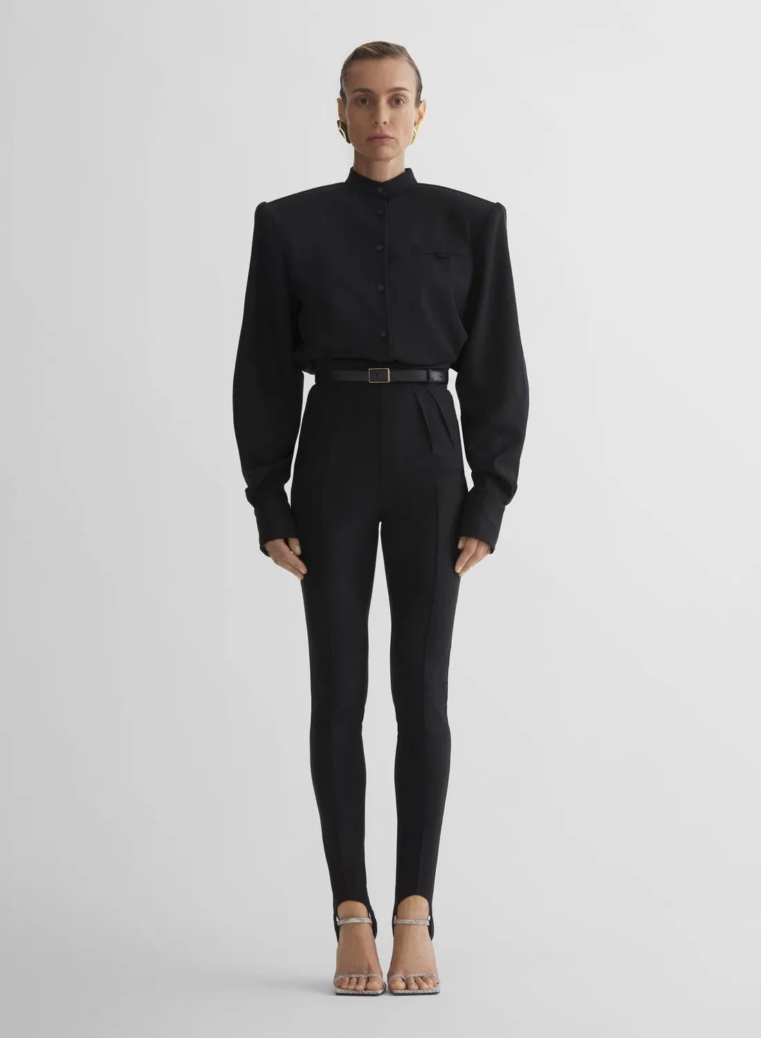 Mugler Tailored Leggings Schurwolle Schwarz High-Waist