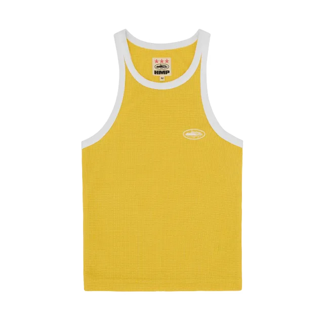 Corteiz Classic Tank Top Damen Gelb-Weiß Waffle