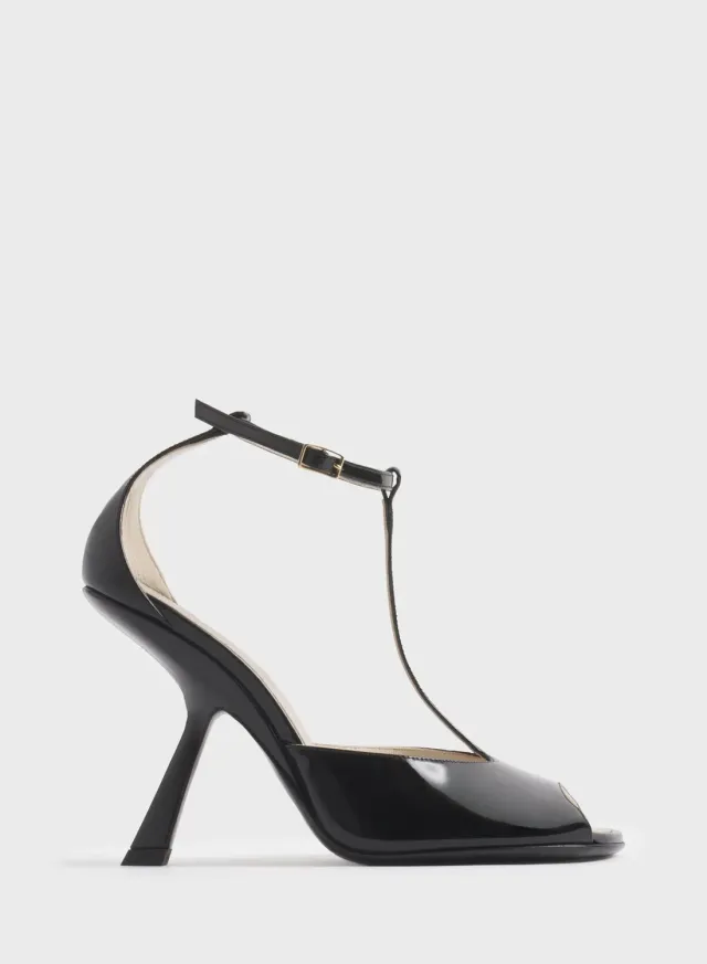 Mugler T-Strap Pumps 105 Schwarz Lackleder