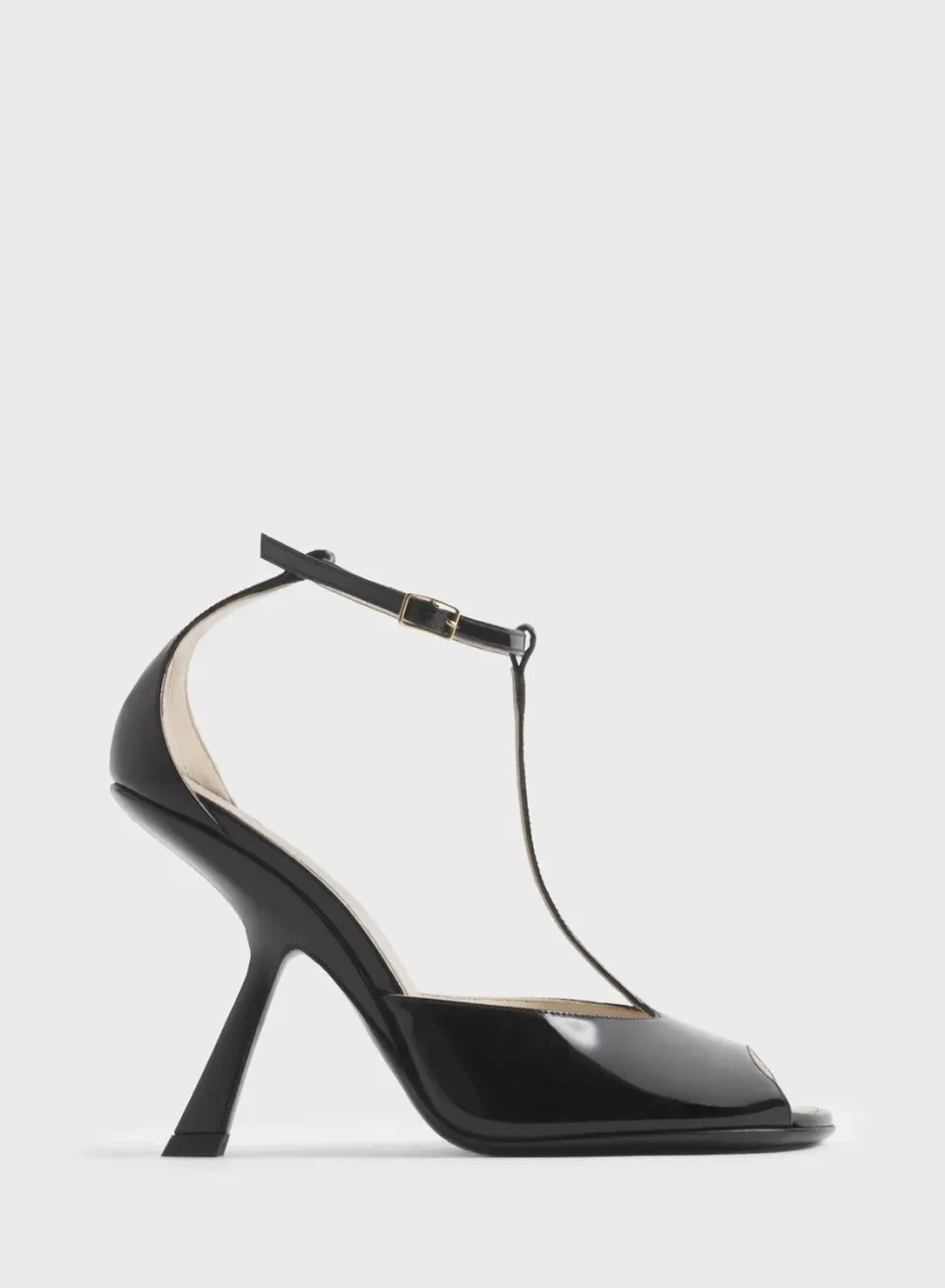 Mugler T-Strap Pumps 105 Schwarz Lackleder
