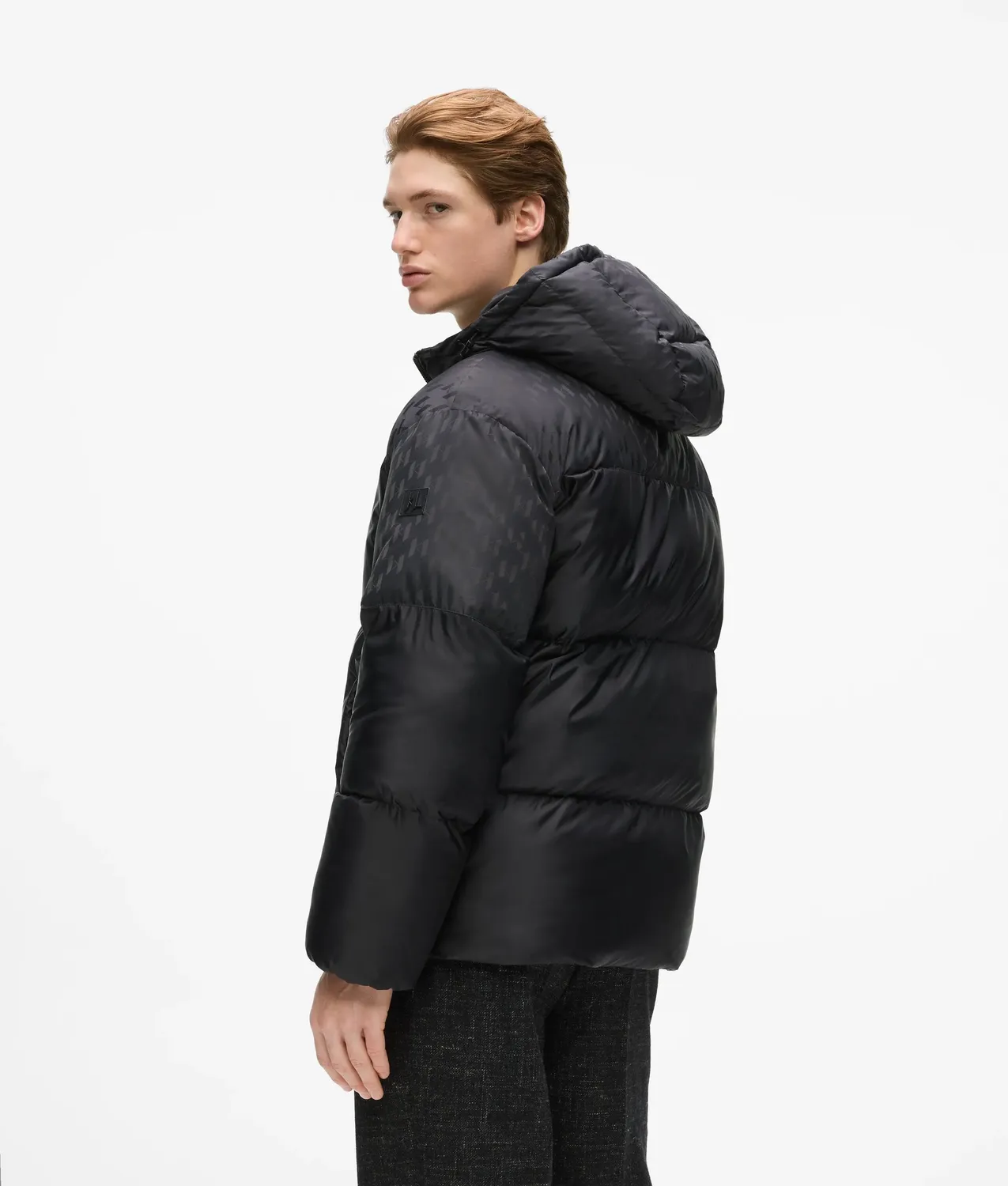 Karl Lagerfeld Monogram Steppjacke Herren Puffer mit Kapuze