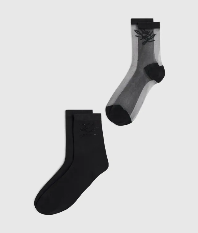 Karl Lagerfeld Autograph Socken 2er-Pack Mesh mit Strass