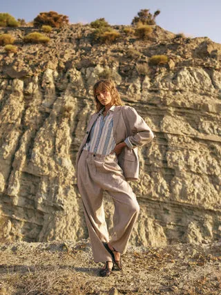 Mos Mosh Gentle Herringbone Hose Fischgrat Leinenmix