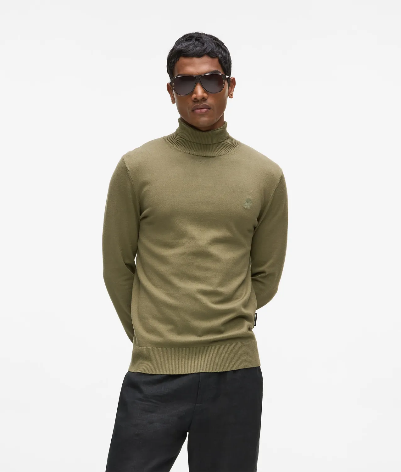 Karl Lagerfeld Ikon Kameo Rollkragenpullover Strick schwarz
