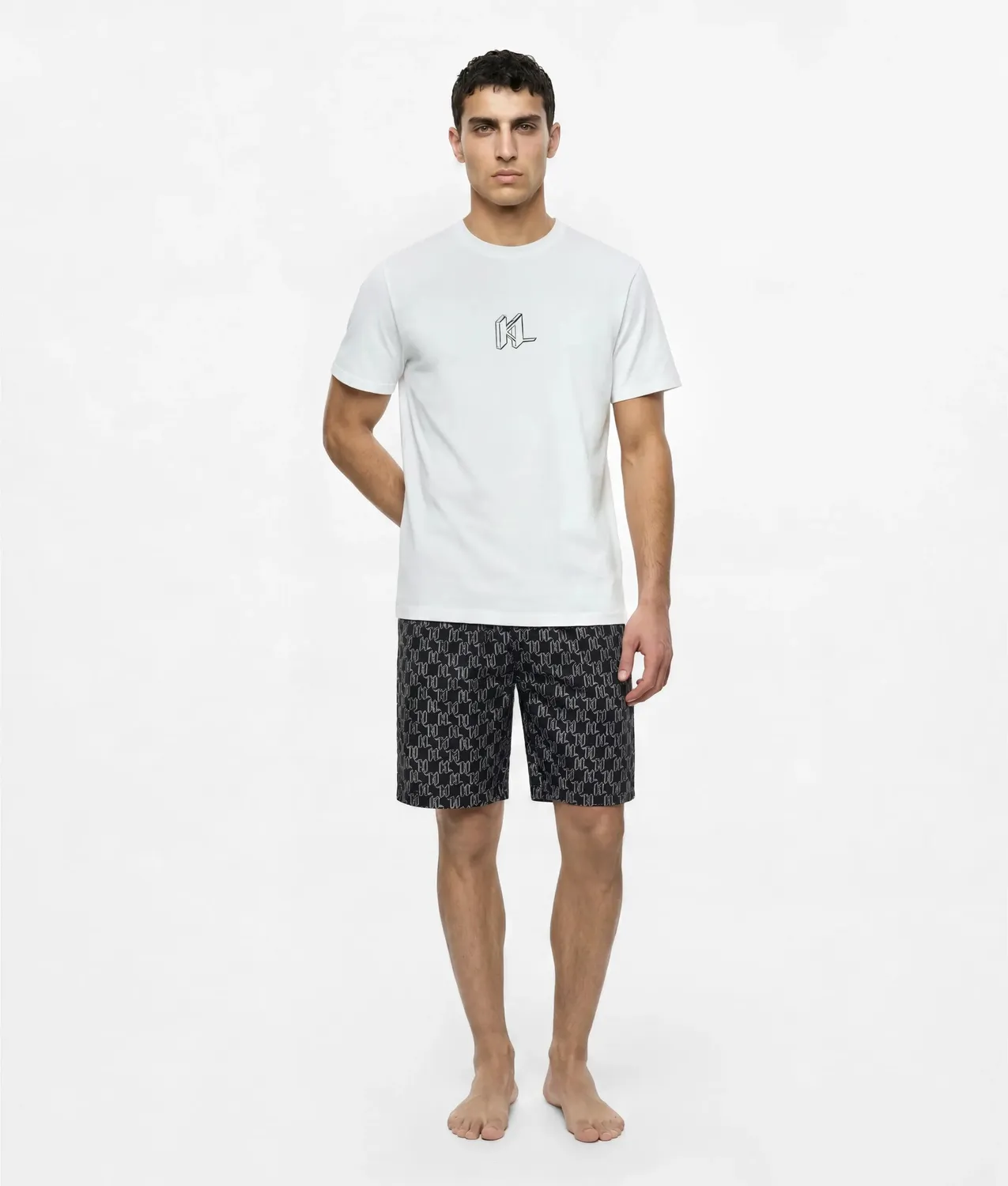 Karl Lagerfeld Monogram Pyjama-Shorts Relaxed Gummibund