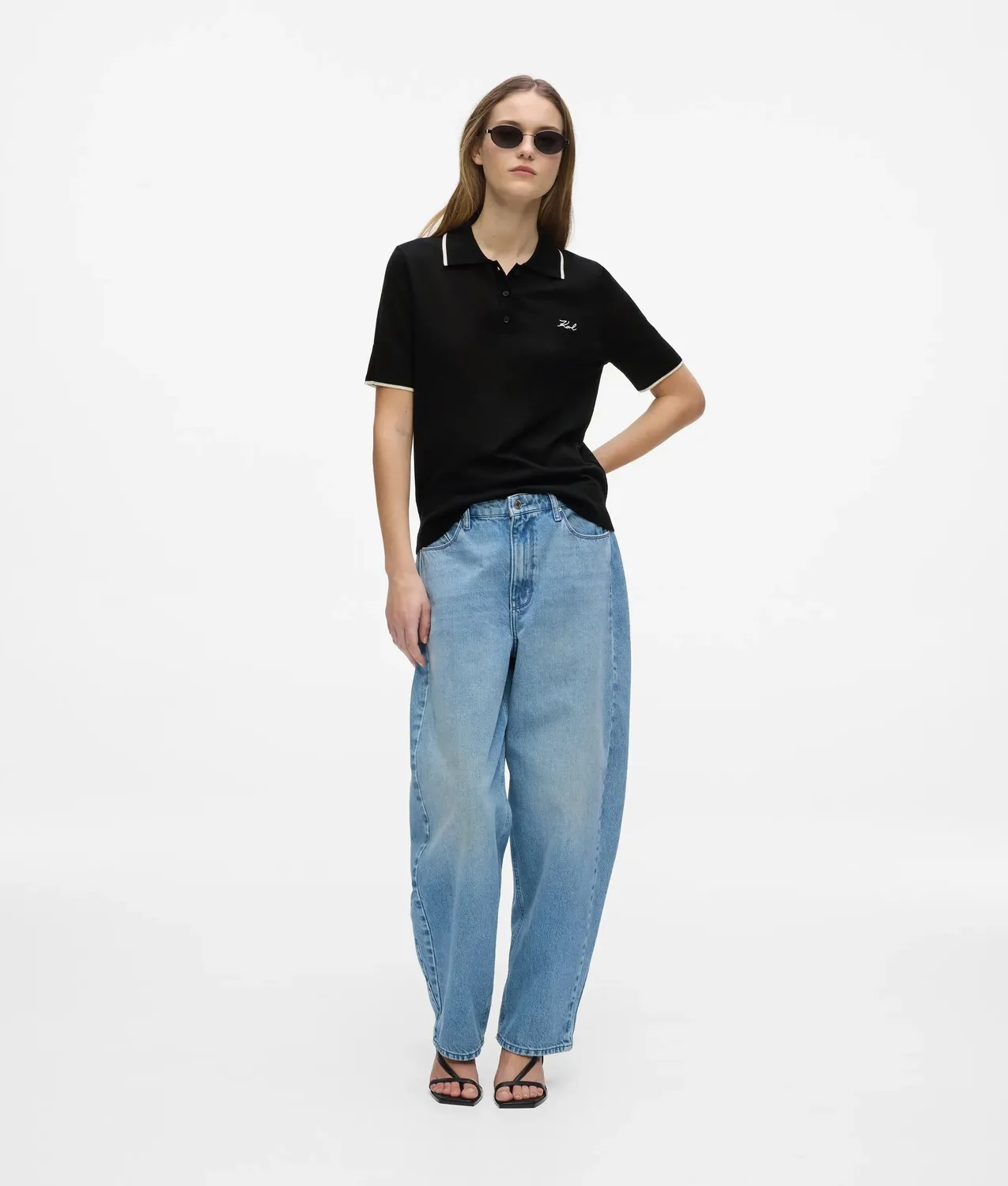 Karl Lagerfeld Merino Poloshirt Kurzarm mit Paspel