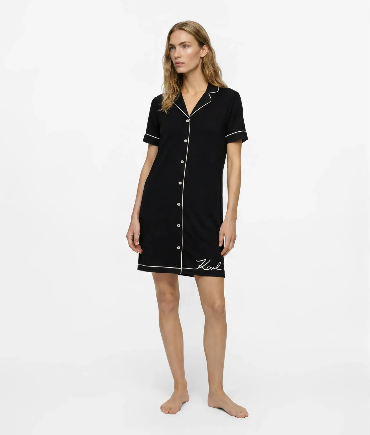 Karl Lagerfeld Signature Pyjama-Hemdkleid Knopfleiste