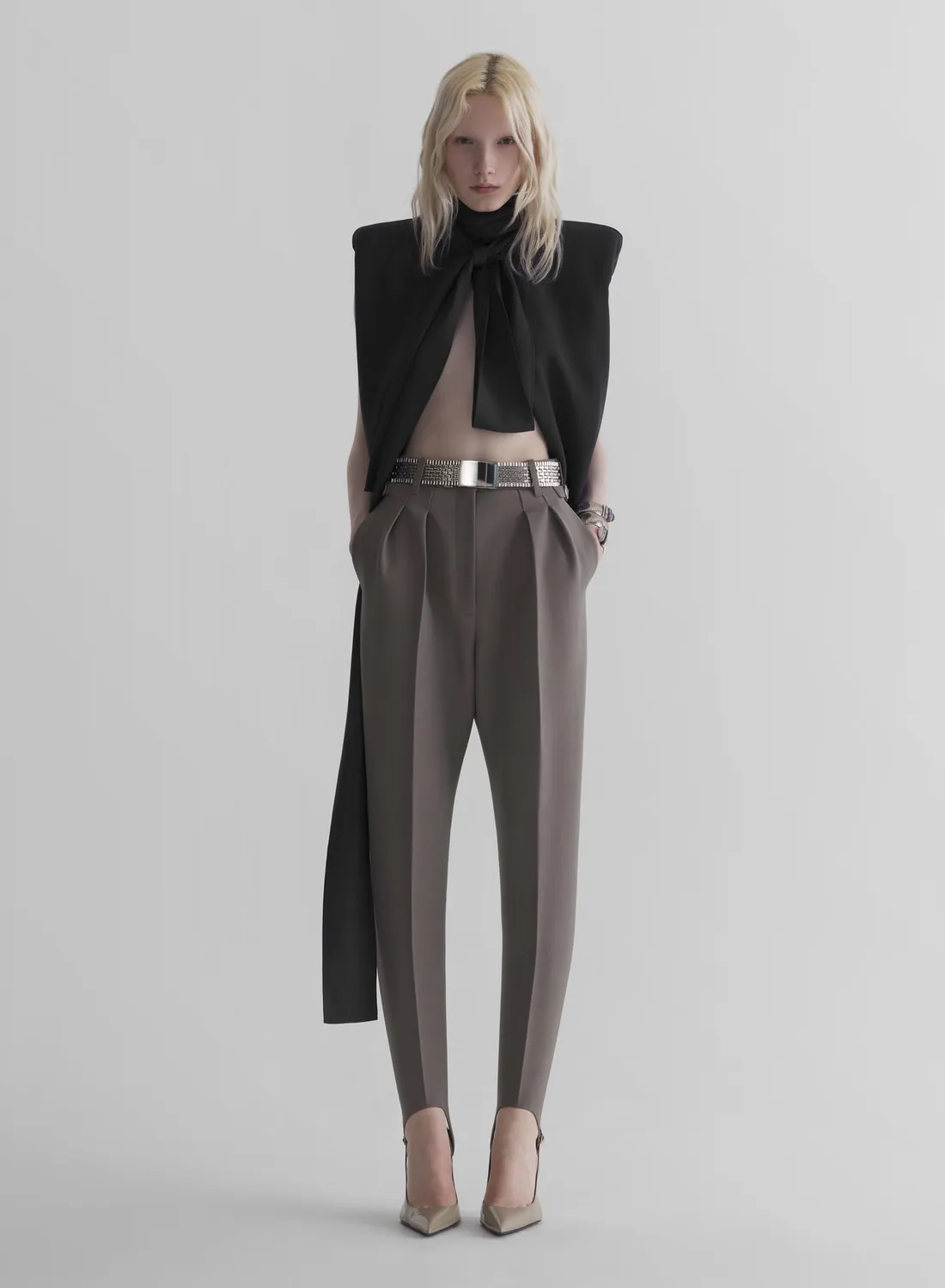 Mugler Black Draped Top Schal-Top Schwarz