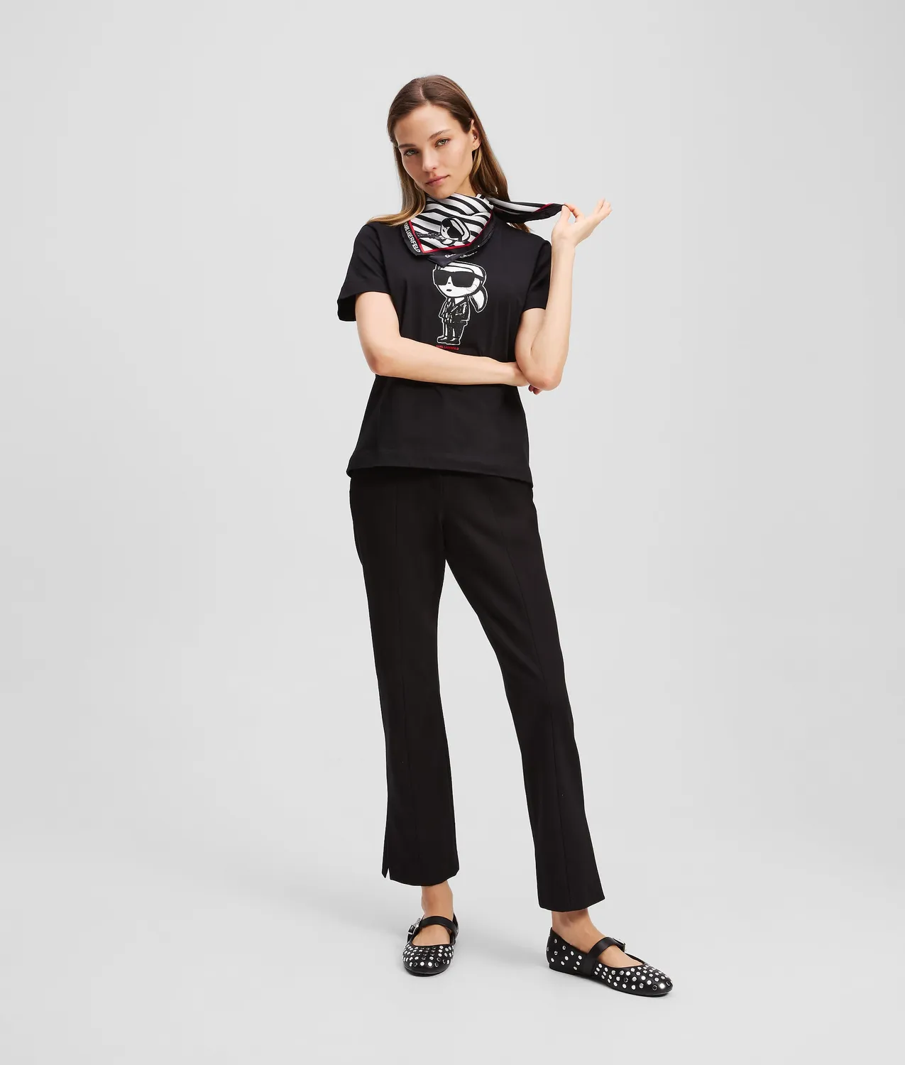 Karl Lagerfeld Ikon Sketch T-Shirt Print Baumwolle Unisex