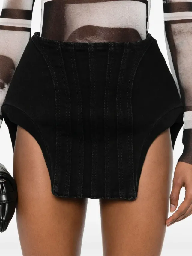 Mugler Curvy Denim Minirock schwarz Stretch