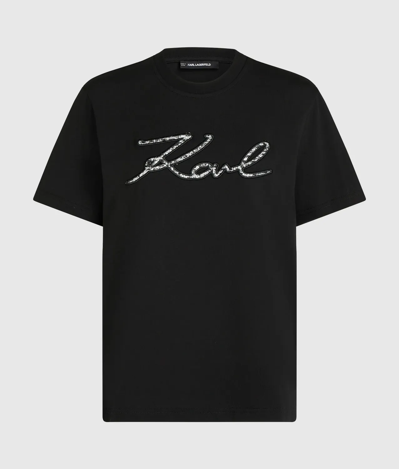 Karl Lagerfeld Signature Bouclé T-Shirt Bio-Baumwolle
