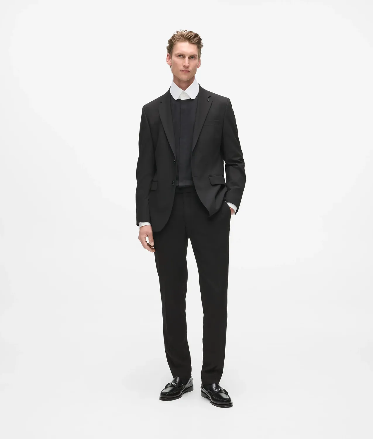 Karl Lagerfeld Modern-Fit Round Collar Hemd Stehkragen