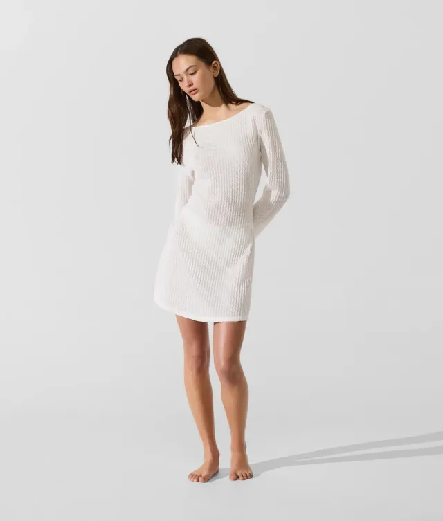 Karl Lagerfeld Textured Mini Strandkleid Perle XS-XL