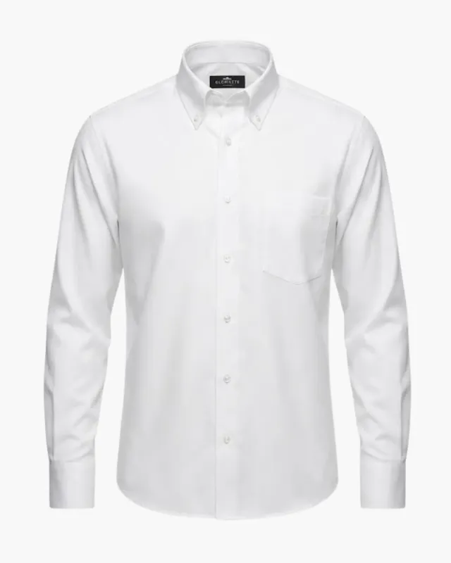 Gloriette Button Down Two Ply Herrenhemd Weiß Easy-Care