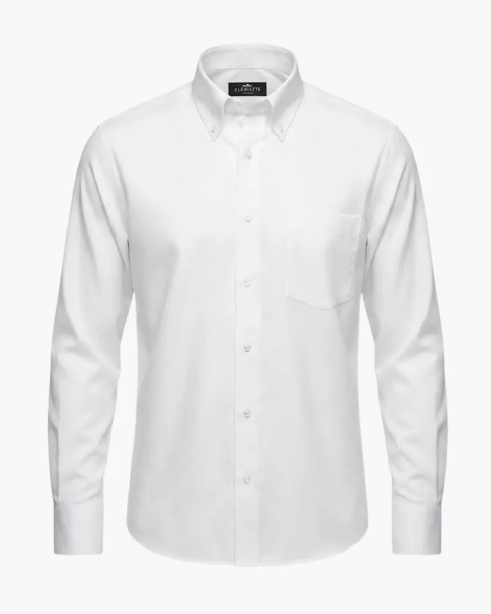 Gloriette Button Down Two Ply Herrenhemd Weiß Easy-Care