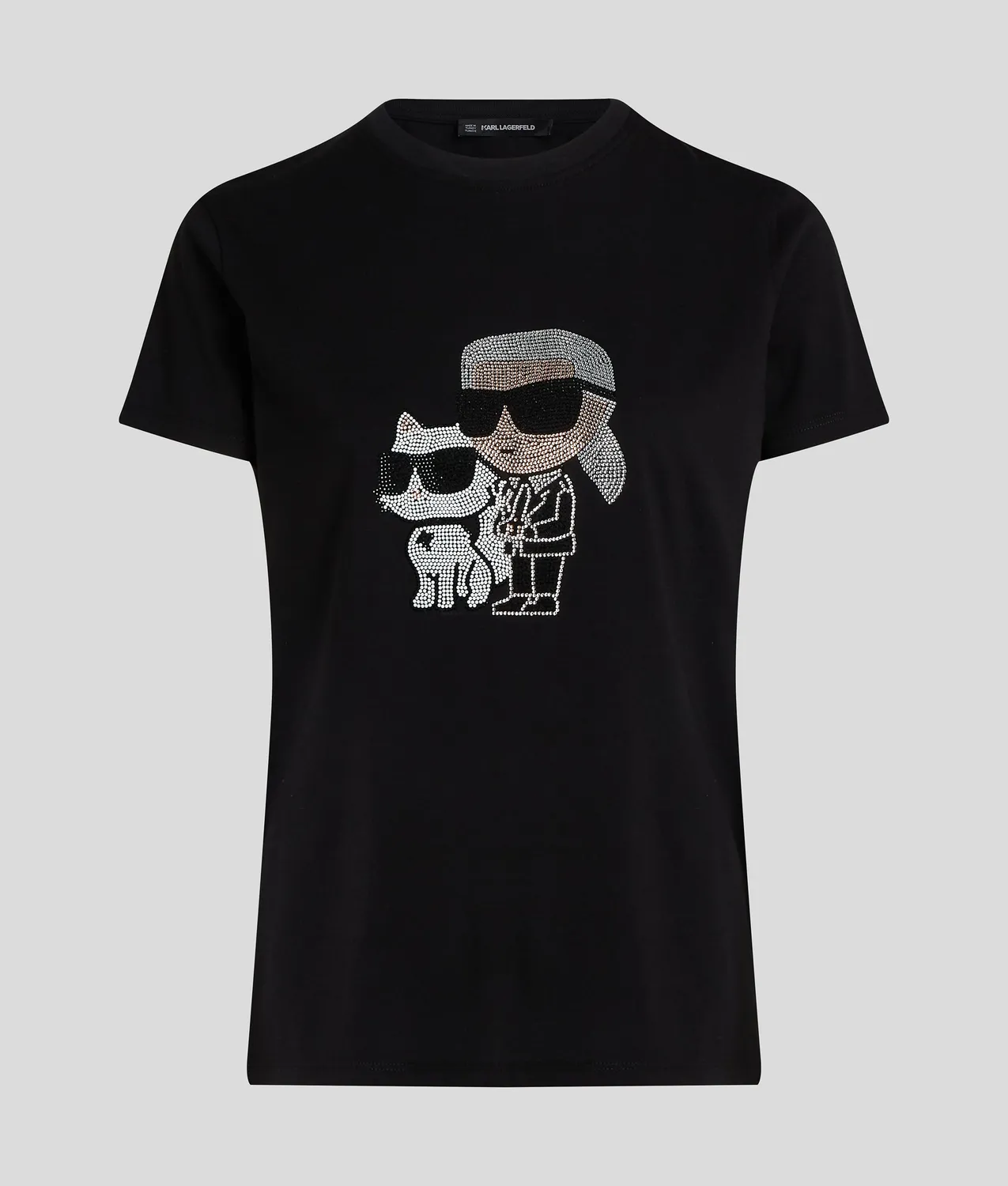 Karl Lagerfeld Ikon Karl Choupette Strass T-Shirt