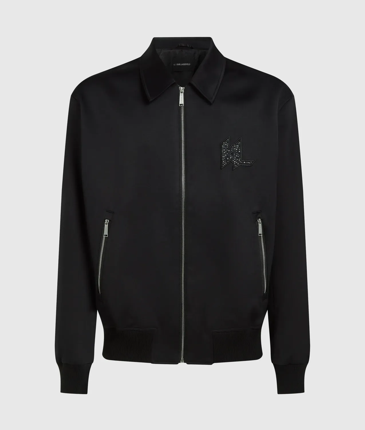 Karl Lagerfeld Monogram Satin Bomberjacke Strass