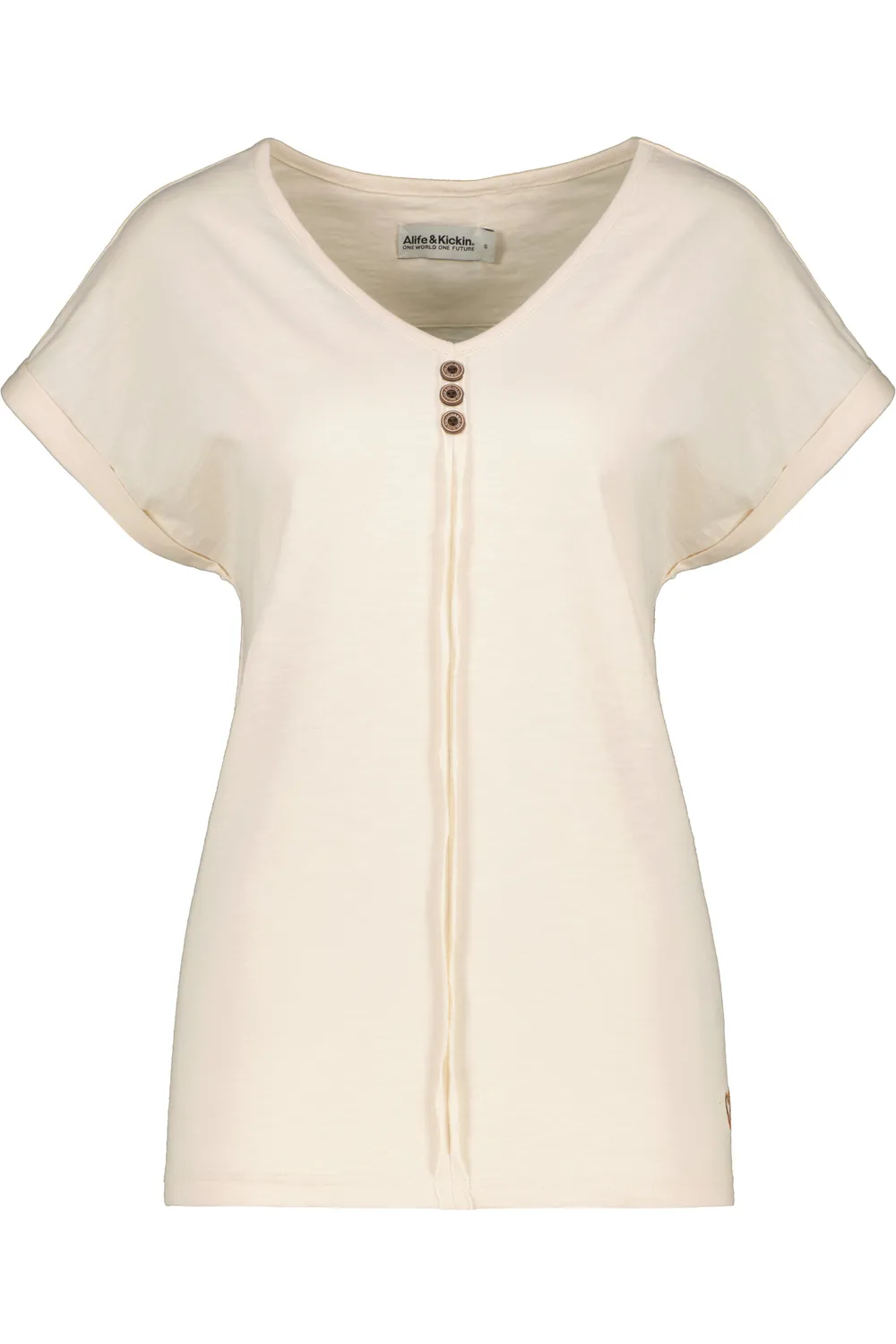 Alife & Kickin AnaisAK A Shirt Beige Baumwolle V-Ausschnitt