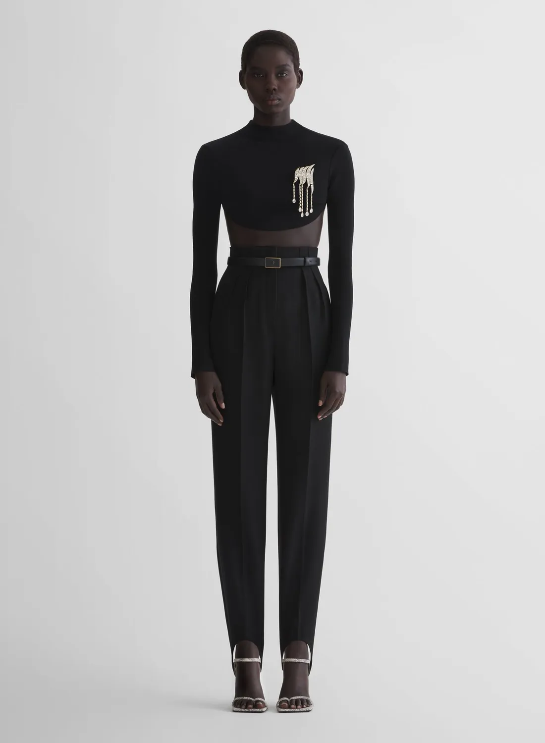 Mugler Cigarette Stirrup Hose Hahnentritt