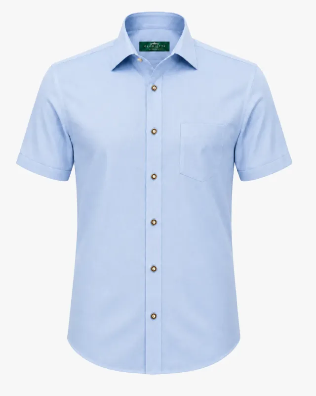 Gloriette Kurzarm Trachtenhemd Iron Free Blau Fashion Fit