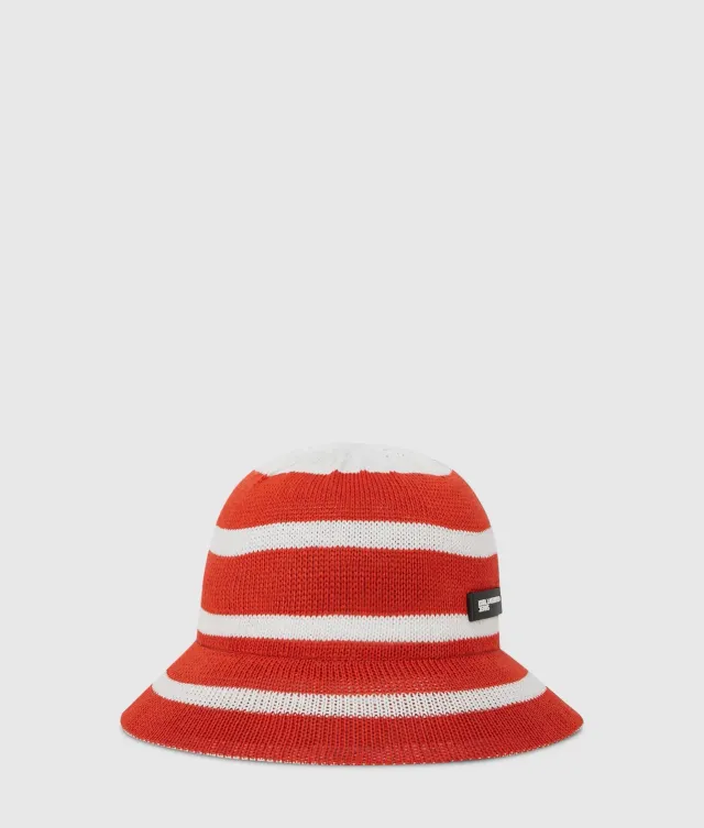 Karl Lagerfeld Jeans Bucket Hat Strick Gestreift Patch