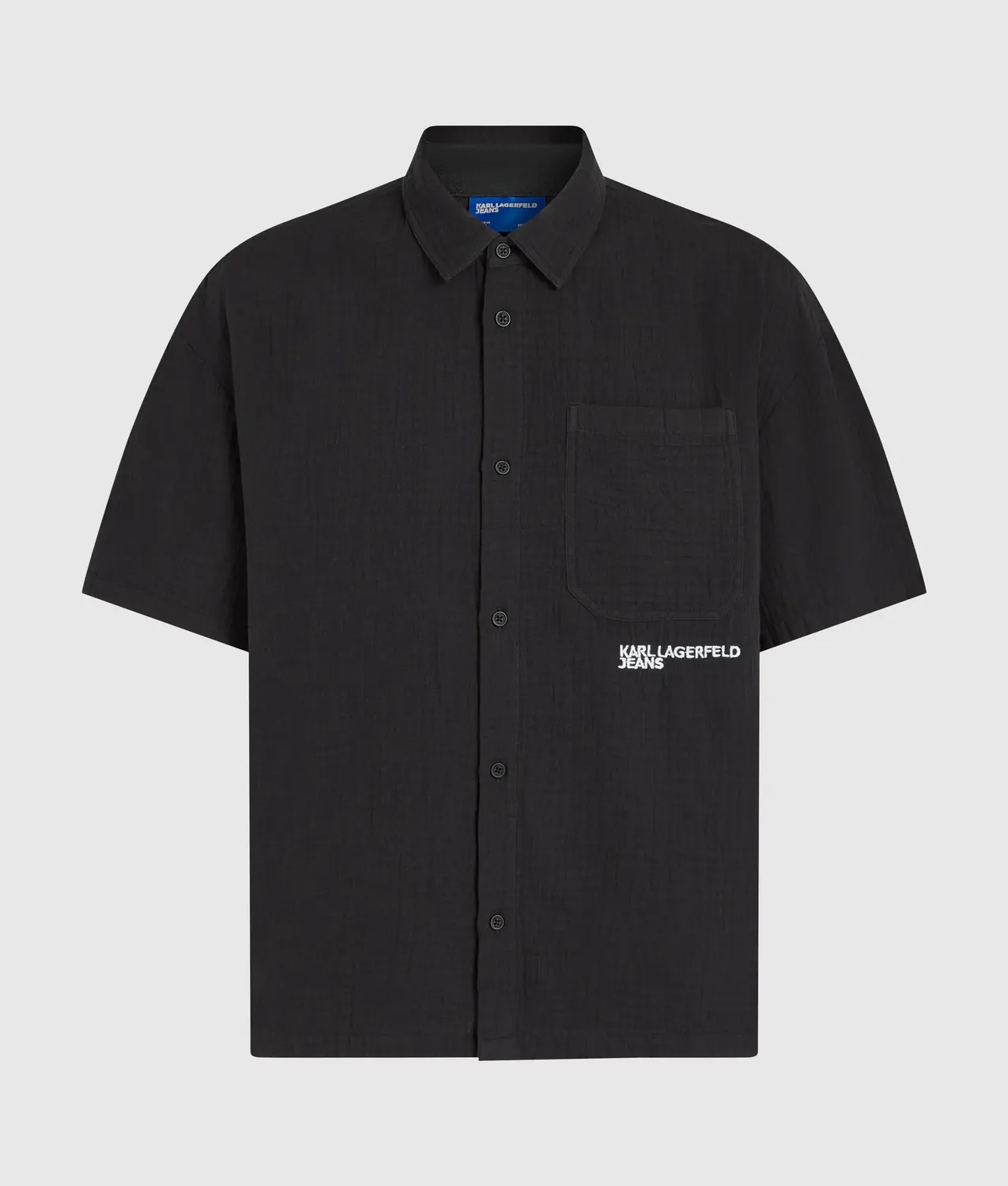 Karl Lagerfeld Crinkled Kurzarm-Hemd Logo Baumwolle