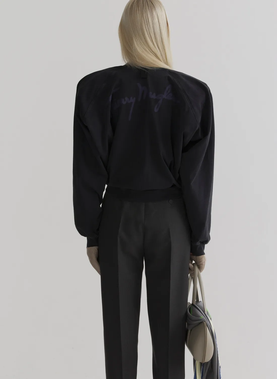 Mugler Bat Langarmshirt schwarz Oversized