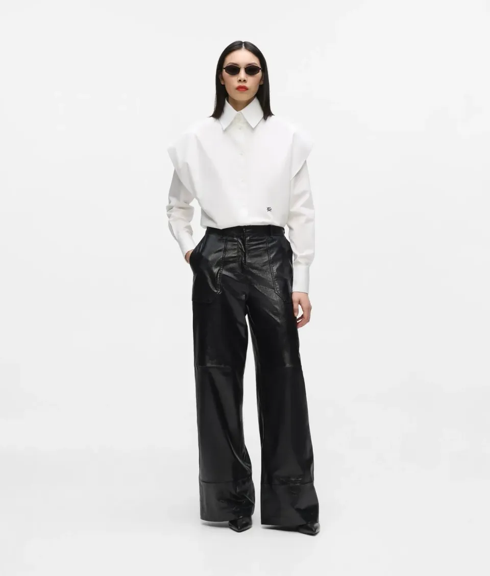 Karl Lagerfeld Classics Lederhose Wide-Leg Ziegenleder