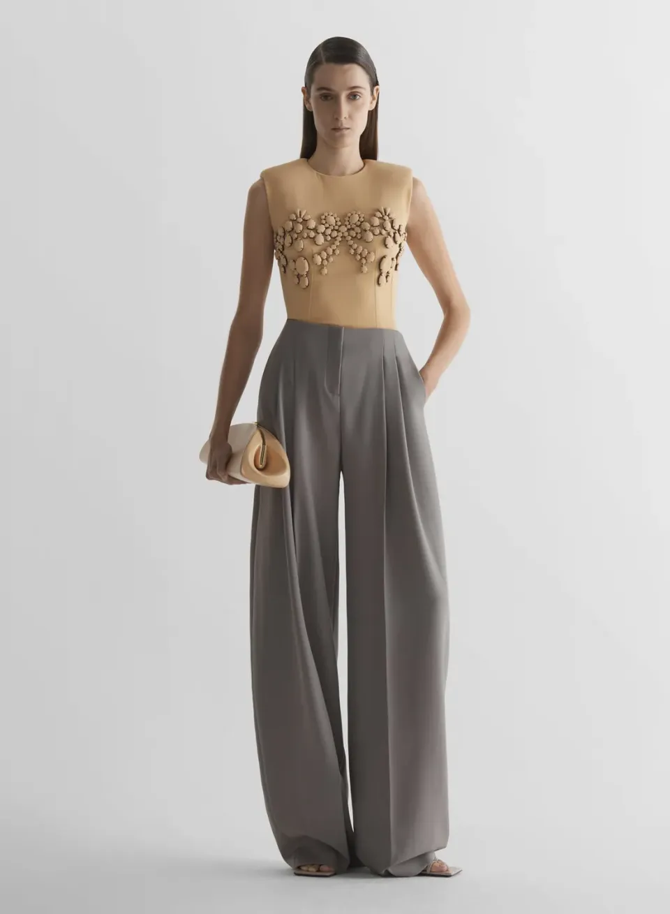 Mugler Wide Pleated Hose Navy weite Faltenhose
