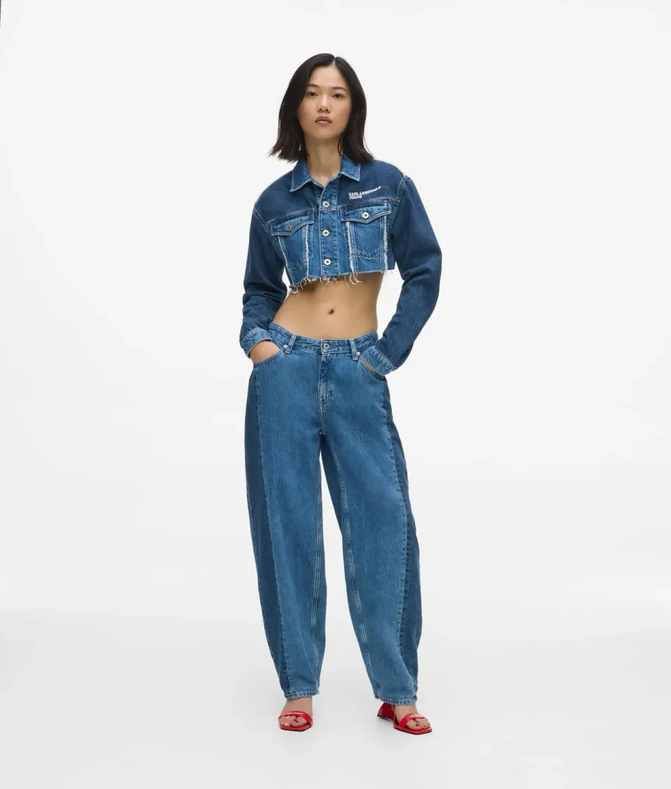 Karl Lagerfeld Blocked Barrel Jeans Mid-Rise Denim