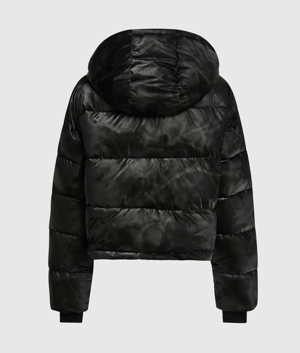 Karl Lagerfeld Jeans Cropped Pufferjacke glänzend mit Kapuze