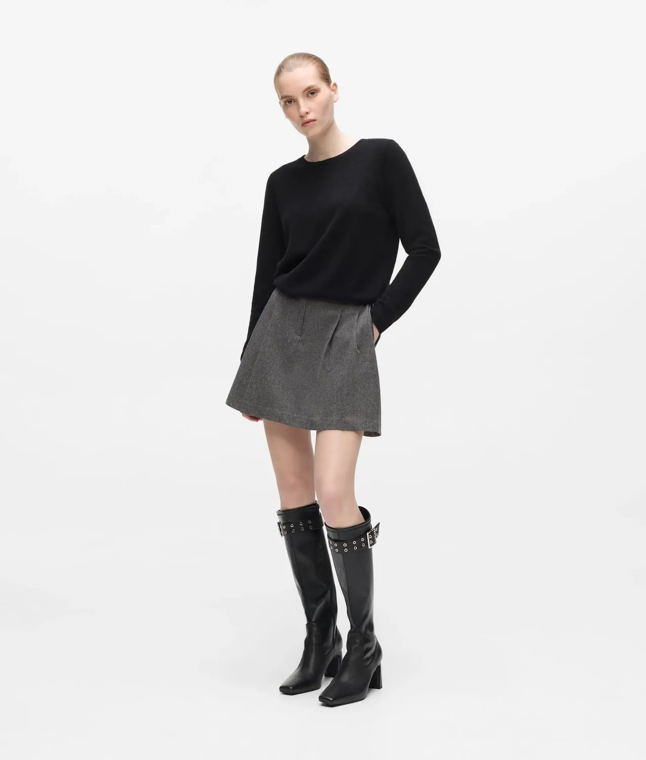 Karl Lagerfeld Kati Kniehohe Stiefel Leder Schnalle