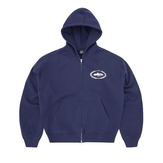 Corteiz Superior Royale Zip Hoodie Kapuzenjacke Navy Baumwolle