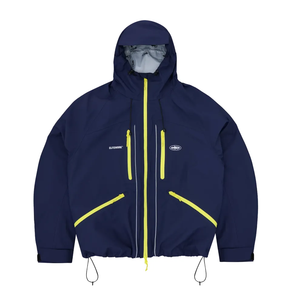 Corteiz Elitework Apex Shell Jacke Navy wasserdicht 2-lagig