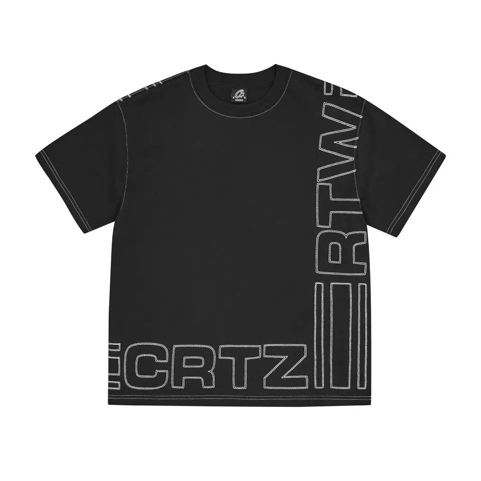 Corteiz Outline Heavyweight Tee T-Shirt Schwarz Stickerei
