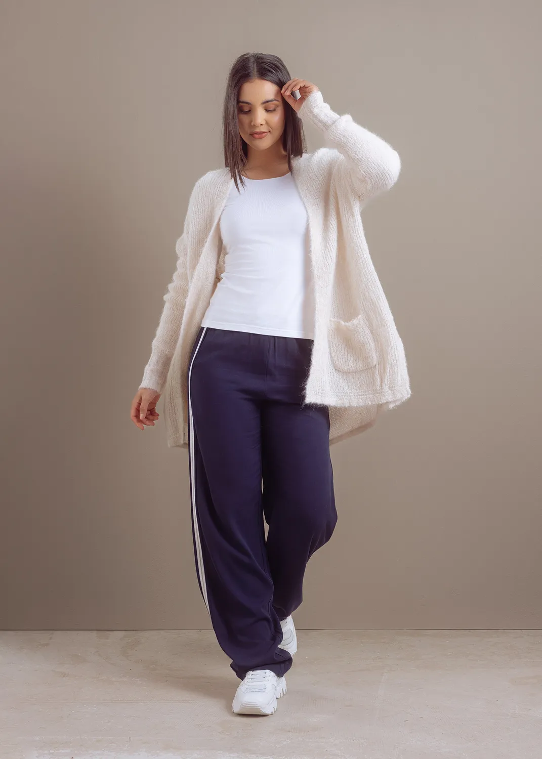 Senatex Strickjacke Alpaka-Mix Cardigan Chalk mit Taschen