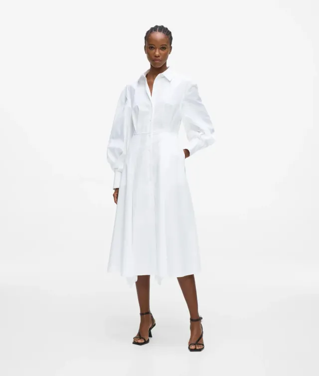 Karl Lagerfeld Poplin Hemdkleid Bio-Baumwolle plissiert